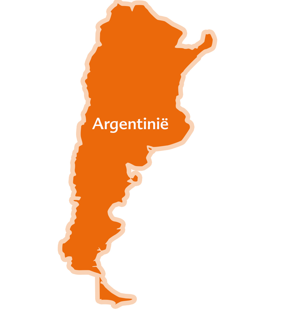 Een eenvoudige kaart van Argentinië met het woord "Argentinie" in het midden.